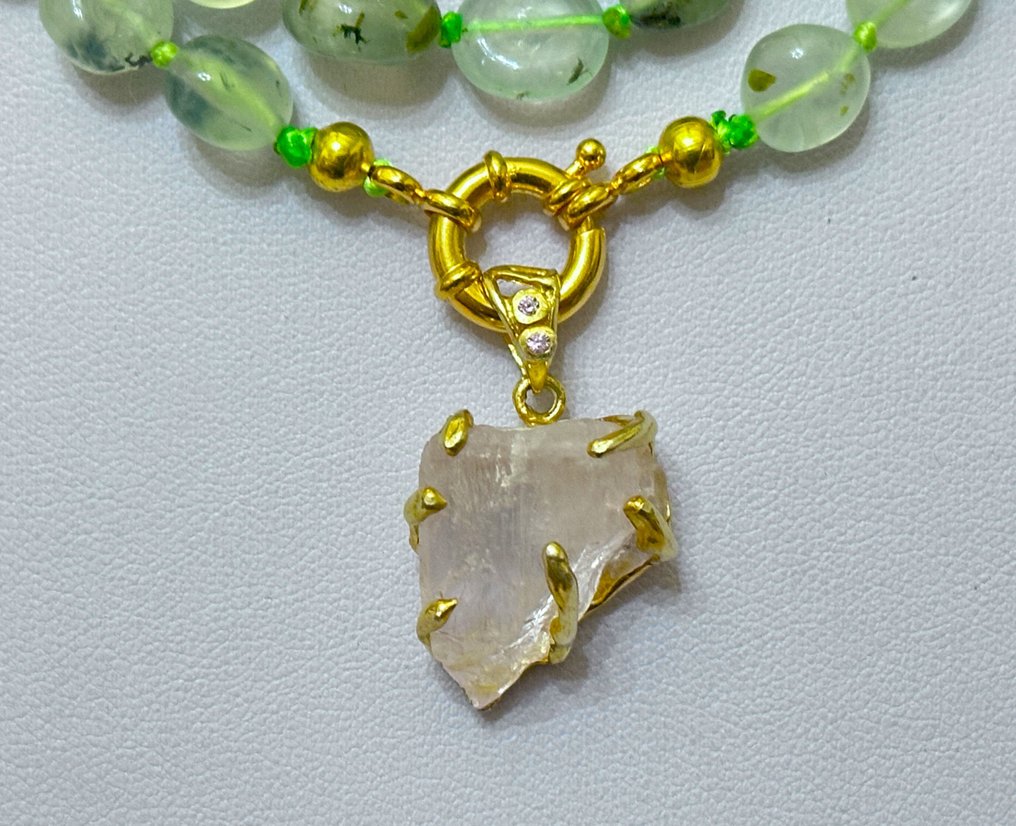 天然金红石和玫瑰石英 / 高品质 / AAA - 项链 - Con cierra de Plata 925 #1.0