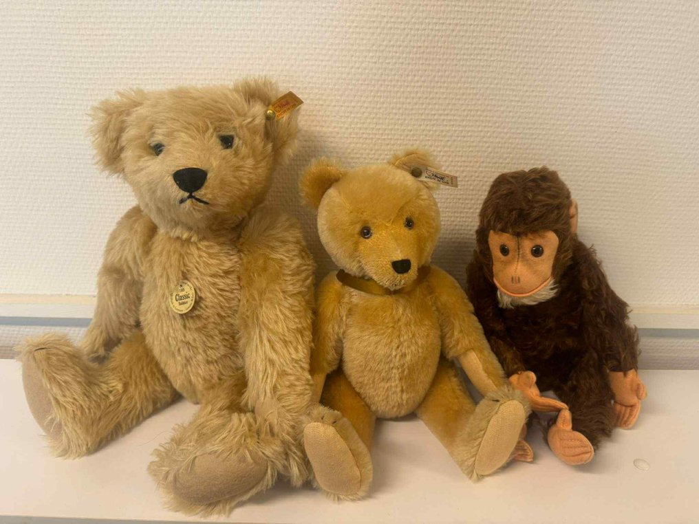 Steiff  - Κούκλα Konvolut: 2 Bären + Affe - 1940-1950 - Γερμανία #1.0