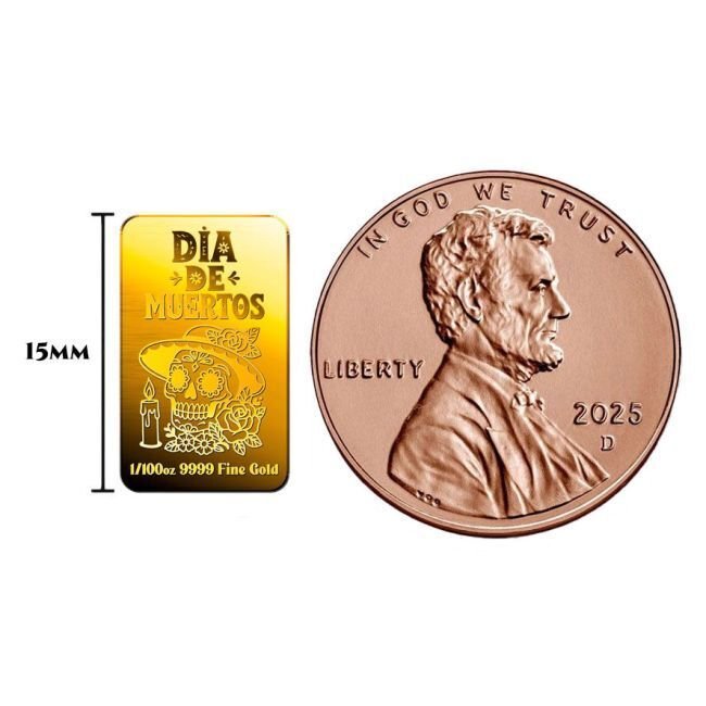 2 x 1/100 Troy Ounce - Gold .999 - Scottsdale - Dia de Muertos Bar / Halloween Bar #3.2