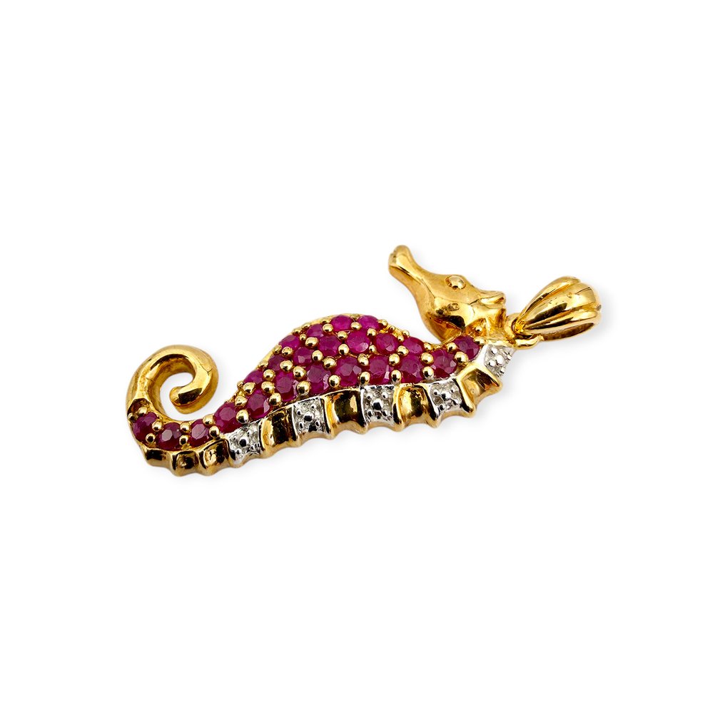 Nincs minimálár - Függő - 8 kt. Sárga arany - Ruby (Certified) #1.0