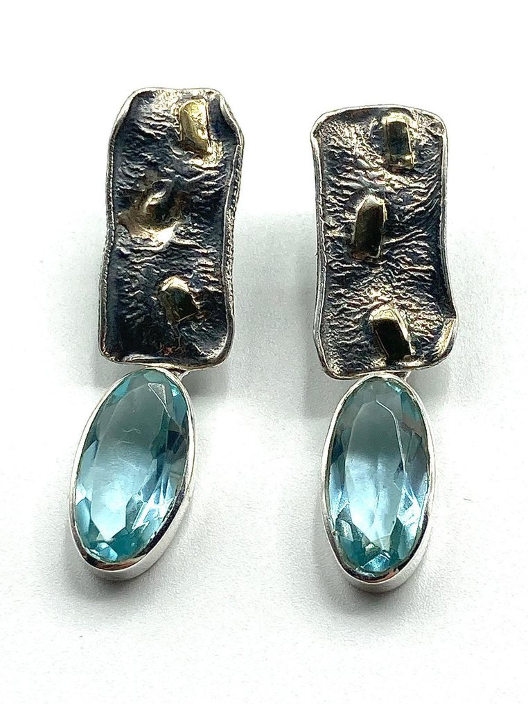 没有保留价 - 耳环 - 18K包金 银, 黄金 黄宝石 #2.1