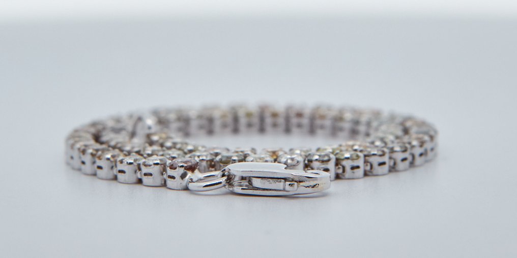 χωρίς τιμή ασφαλείας - Βραχιόλι - 14 καράτια Λευκός χρυσός -  2.70ct. tw. Διαμάντι (Φυσικού χρώματος) #1.0