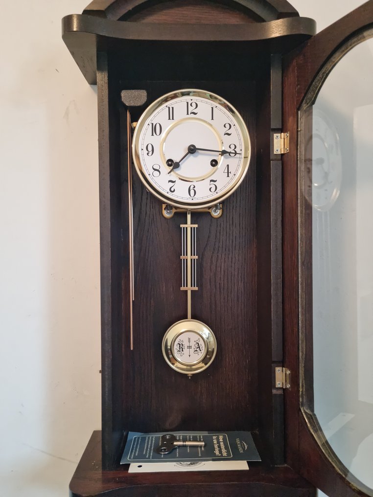 Ορθογώνιο ρολόι τοίχου - Franz Hermle & Sohn -   Ξύλο, Ορείχαλκος - 1980-1990 #4.3