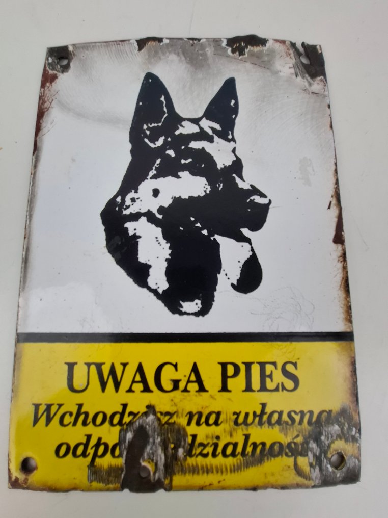 搪瓷板上的德国牧羊犬 - 琺瑯板 - 鋼 #1.0