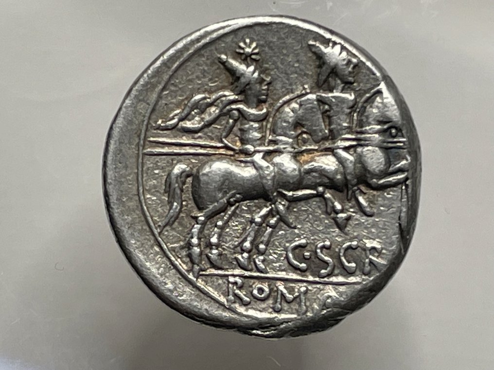 Rooman tasavalta. C. Scribonius, 154 BC. Denarius Rome #1.0