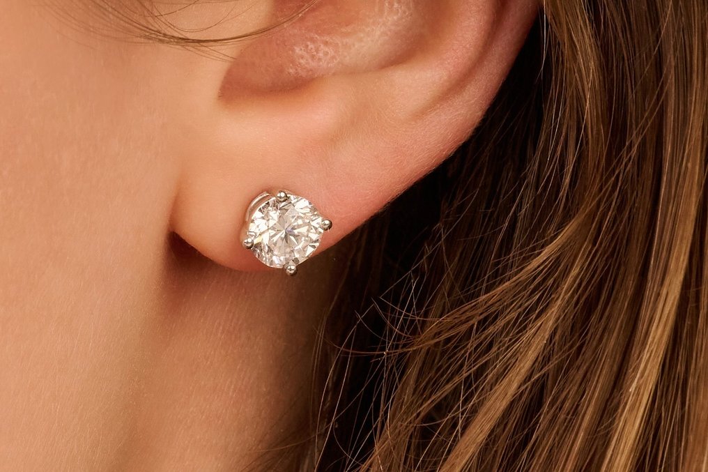 耳环 - 14K包金 白金 -  2.49ct. tw. 钻石 (实验室培育) #2.1