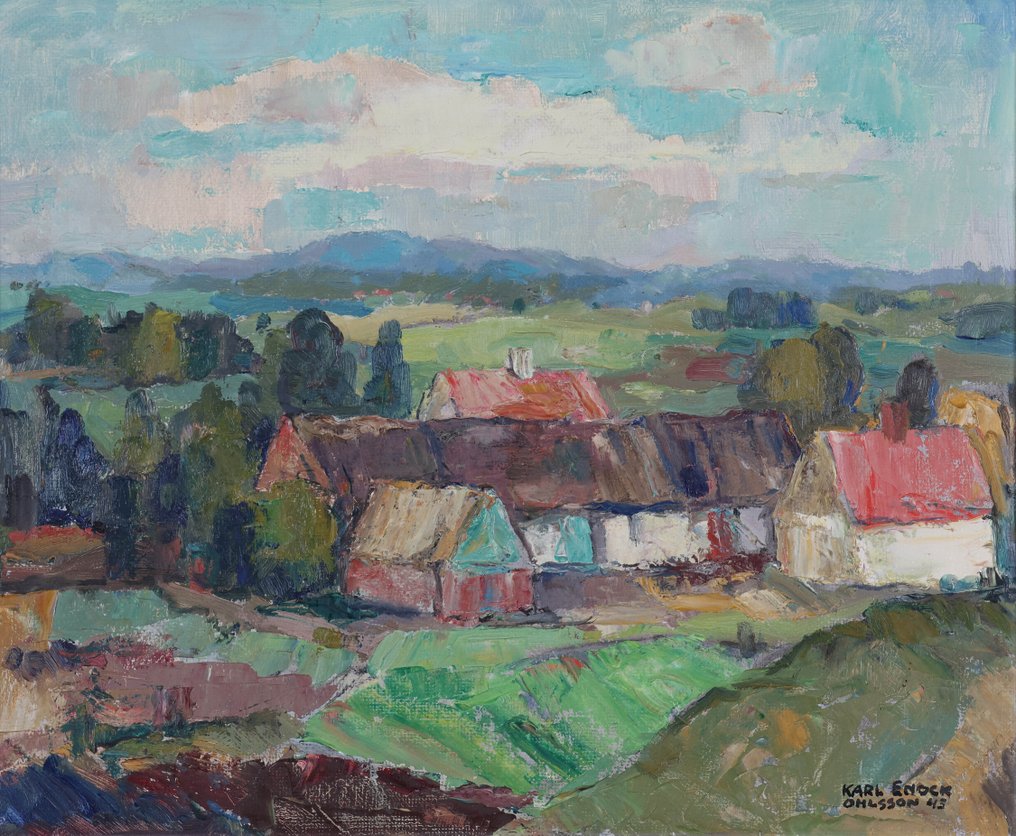 Karl Enock Ohlsson (1889-1958) - View on village #1.0