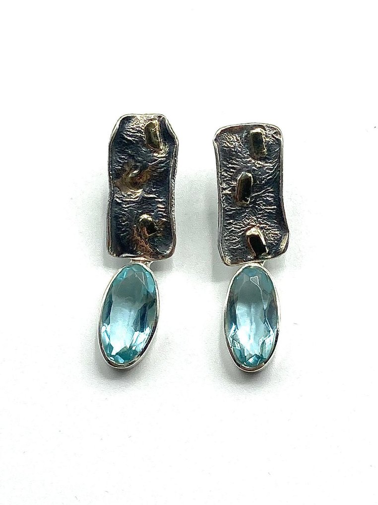 没有保留价 - 耳环 - 18K包金 银, 黄金 黄宝石 #3.2