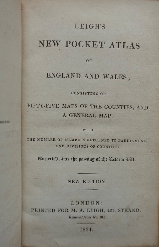 英國 - 英格兰，威尔士; M.A. Leigh - Leigh's New Pocket Atlas - 1834 #1.0