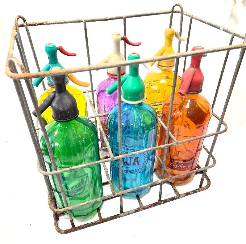 虹吸瓶  - 六个复古的烟囱和金属篮子 #2.1