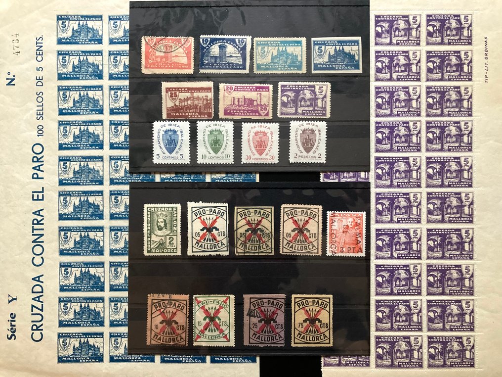 瑞典 1936 - 内战。马略卡。折叠纸，无齿品种，法兰吉亚，伊比萨等地方。 #1.0