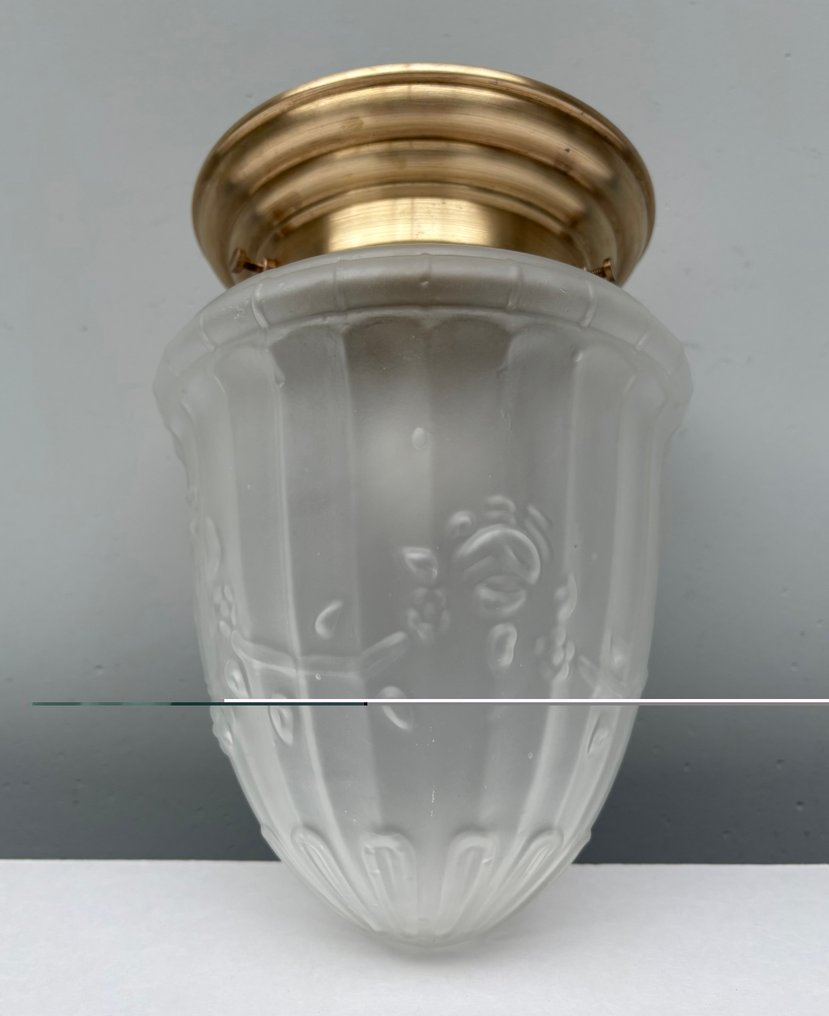 Plafondlamp - Glas, Messing - Art Deco Plafonnière #2.1