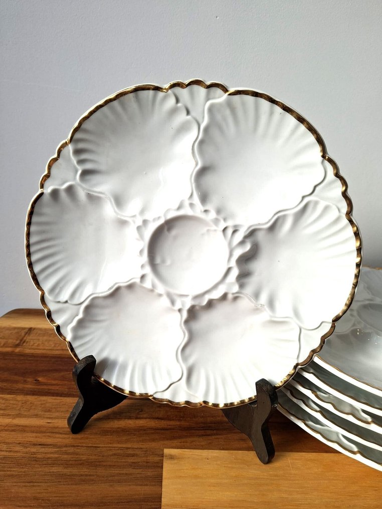 Baudour - 牡蛎套餐 (6) - 瓷 - 带有金色边框 #1.0