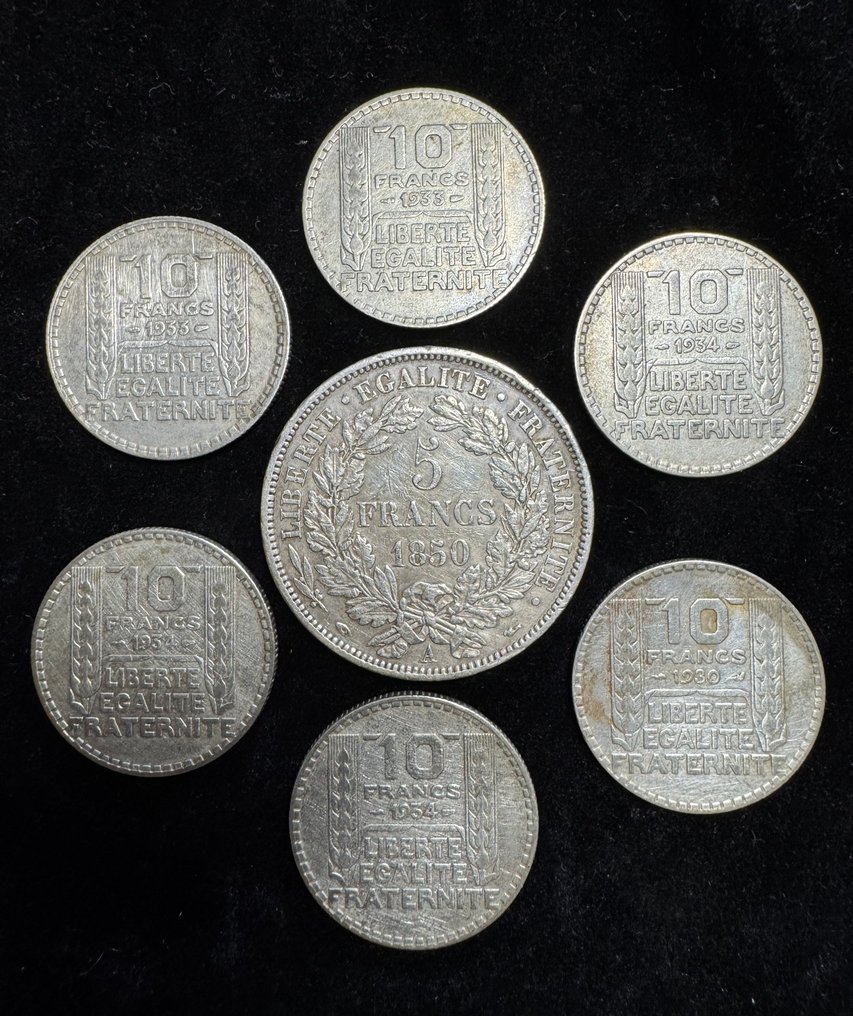 Γαλλία. Lot de 7 monnaies en argent, 1850/1934  (χωρίς τιμή ασφαλείας) #1.0