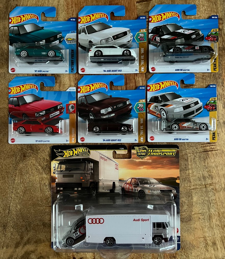 Hot Wheels 1:64 - Model car (7) - Audi collection, including Team Transport #1.0