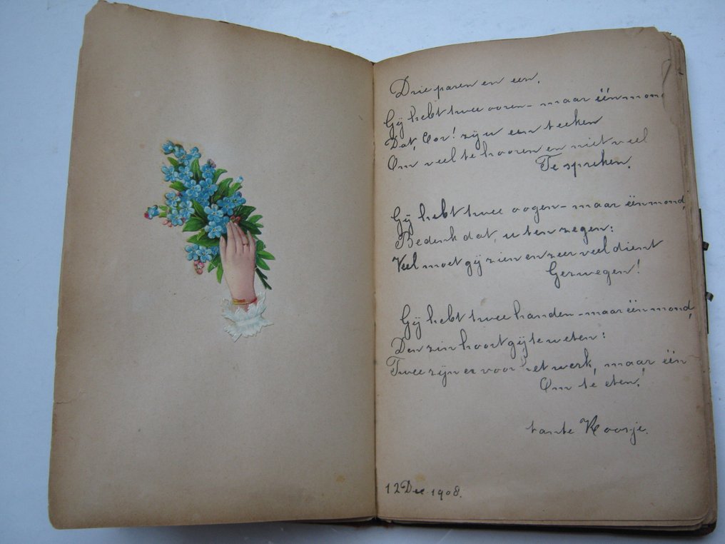 Poësie album - Volledig gevuld, 19e eeuwse litho's - 1908 #4.3