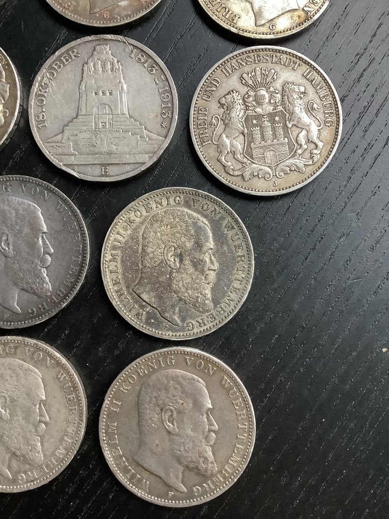 德国， 帝国 3 Mark 11x 1908/1913, various issues  (没有保留价) #4.3