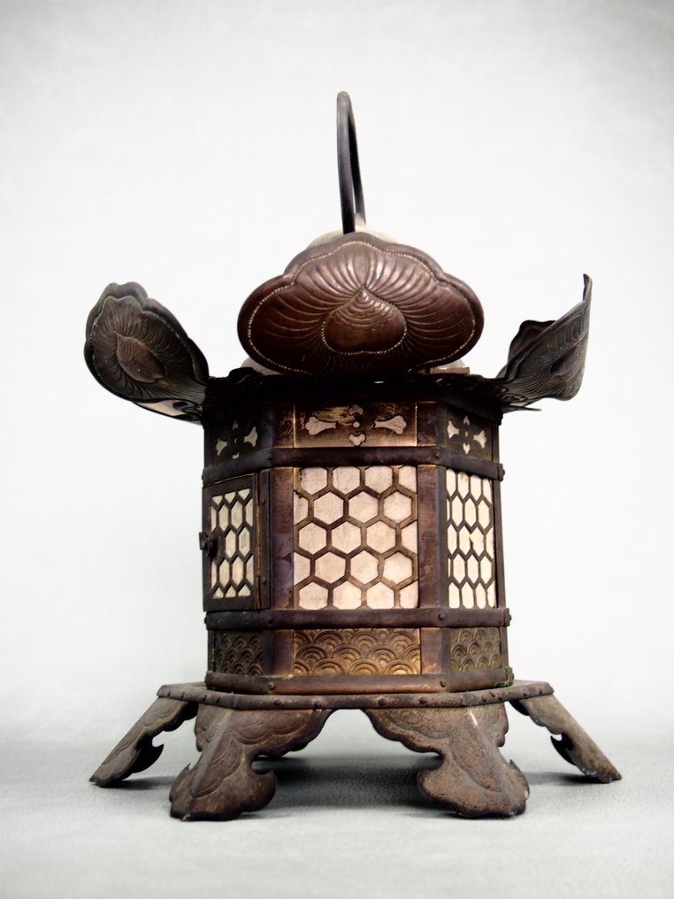 Hexagonal lantern with intricate carvings 六角灯篭 - Highly artistic hanging lantern - Lampada a sospensione - Rame #2.1