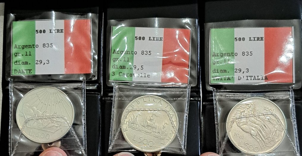 意大利，共和国 500 Lire 1961/1965 (3 monete)  (没有保留价) #1.0