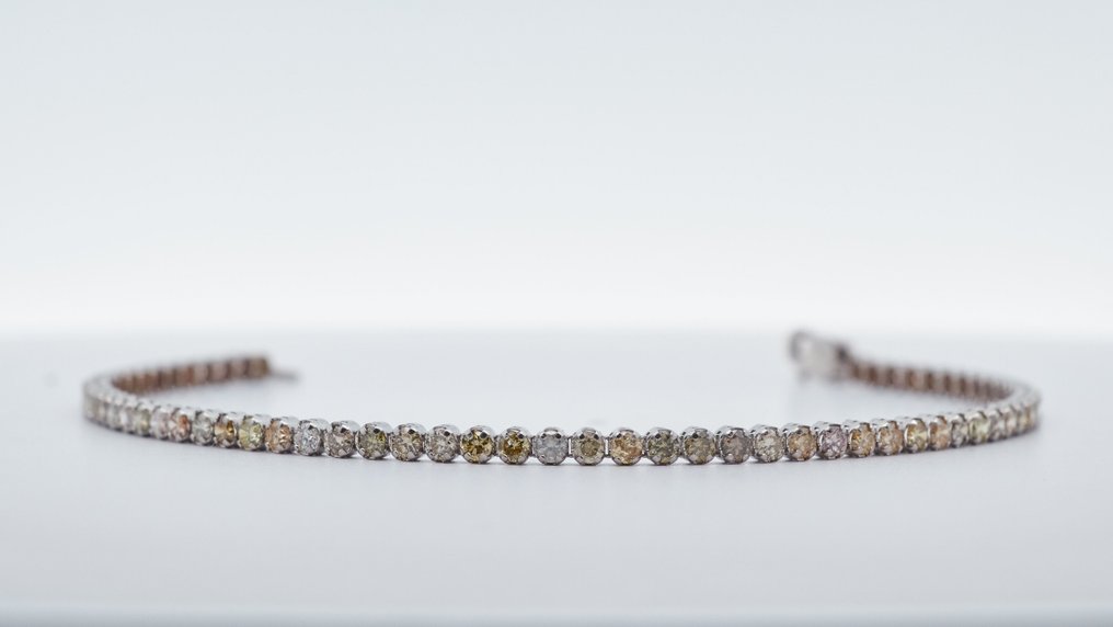 沒有保留價 - 手鈪 - 14 克拉 白金 -  2.15ct. tw. 鉆石 (天然彩色) #1.0