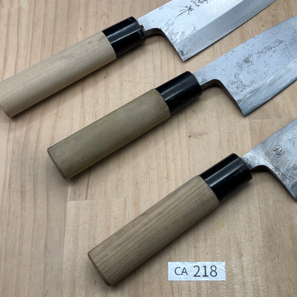 Damaged Japanese Deba knives set CA218 - Μαχαίρι κουζίνας - Χάλυβας άνθρακα - Ιαπωνία #3.2