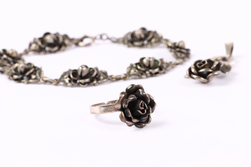 沒有保留價 - 三件珠寶套裝 銀 - 戒指、吊坠、项链 #1.0