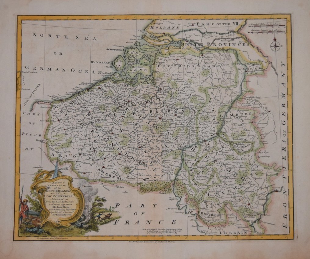 Bélgica - Bélgica; Emanuel Bowen - A NEW & CORRECT MAP OF THE NETHERLANDS OR LOW COUNTRIES BY E. BOWEN - 1721-1750 #1.0