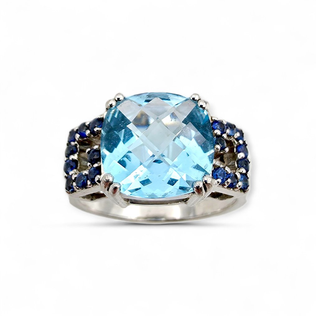 Senza prezzo di riserva - Anello Argento - Topaz, Sapphire (Certificato) #1.0