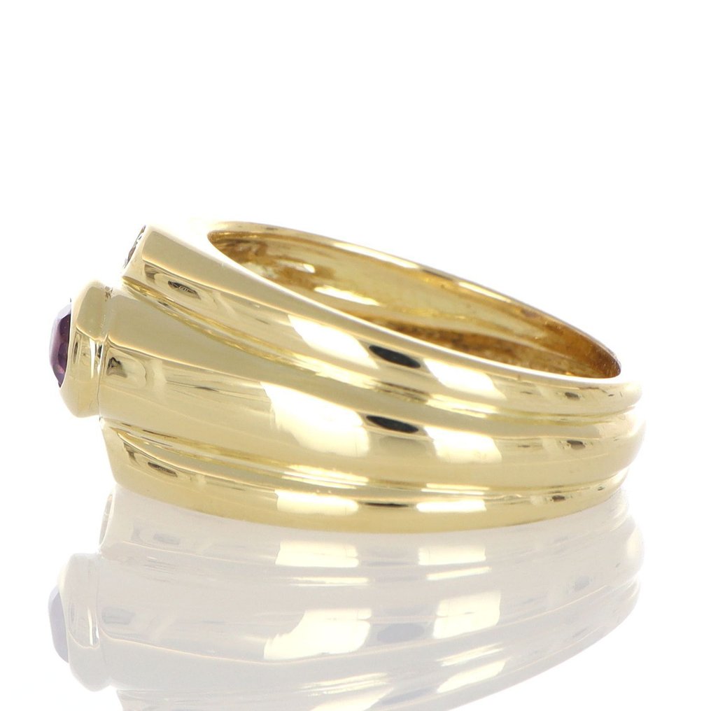 χωρίς τιμή ασφαλείας - Δαχτυλίδι - 18 καράτια Κίτρινο χρυσό Αμέθυστος - Διαμάντι #1.0