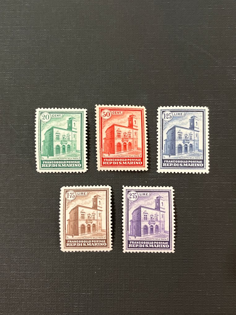 圣玛利诺 1932 - 圣马力诺邮政大楼系列完整全新，橡胶完好无损。 - Sassone S. 29 #1.0