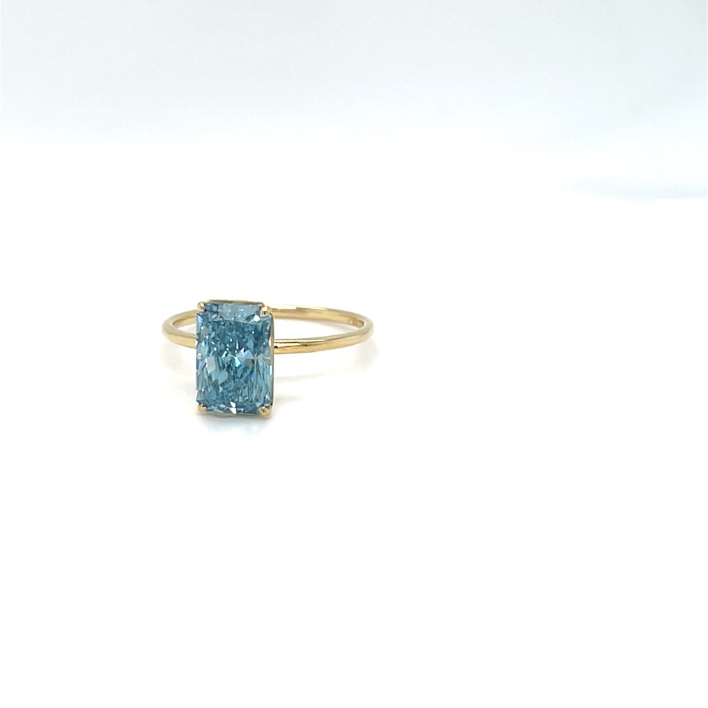 沒有保留價 - 戒指 - 14 克拉 黃金 - 2.33ct. tw. 藍色 鉆石 (彩色實驗室培育鑽石) #4.3
