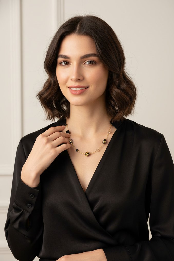 24 καράτια - γυαλί Murano, Κίτρινο χρυσό - Κολιέ - Murano oro 24kt #2.1