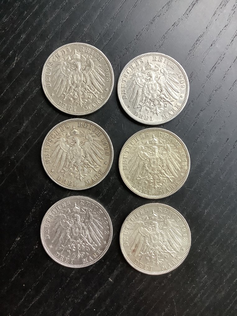 德国， 帝国 奥图. 3 Mark 6x 1908/1913. Bayern  (没有保留价) #4.3