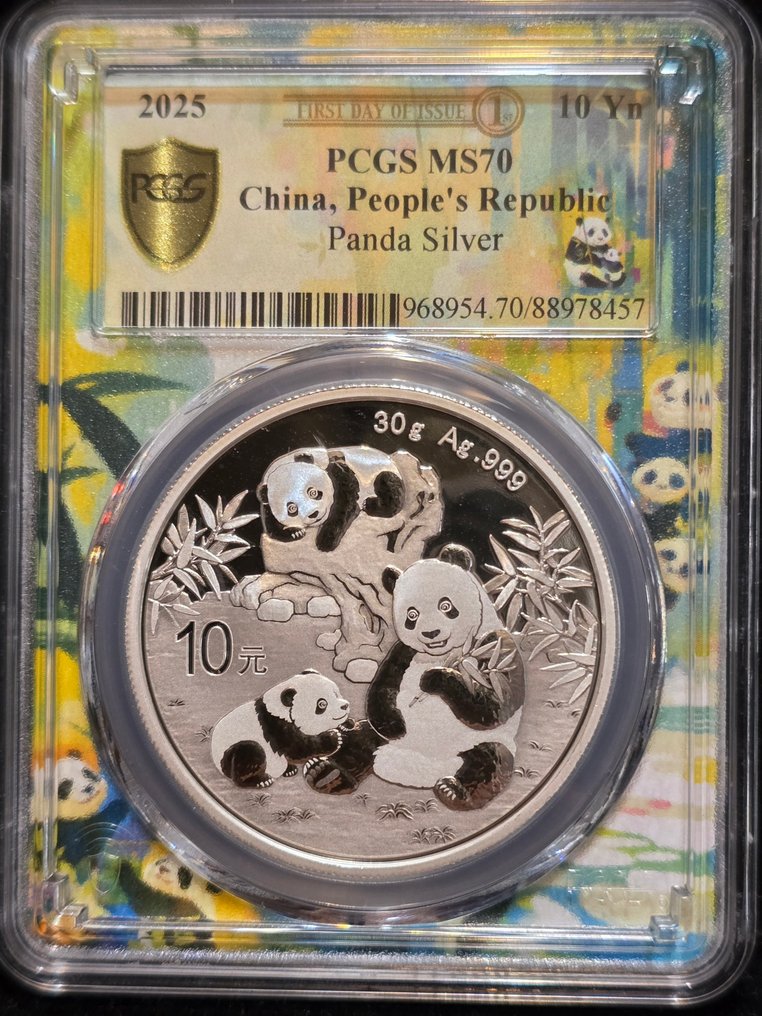 China. 10 Yuan 2025 Panda, 30 gr .999, MS 70  (沒有保留價) #1.0