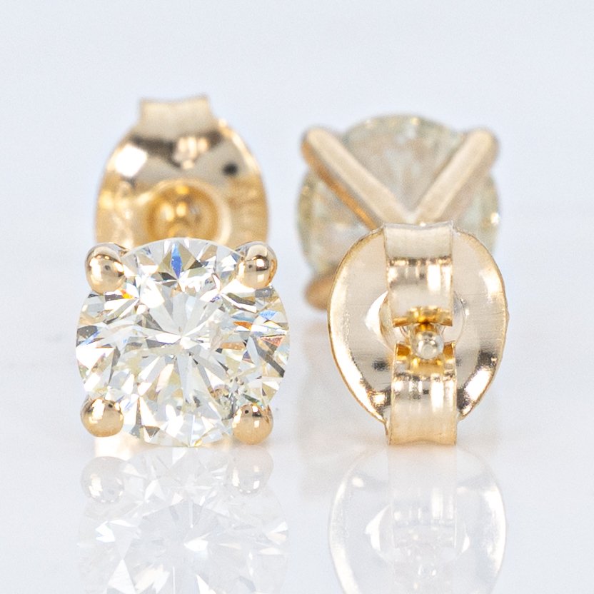 Sans prix de réserve - Boucles d'oreilles - 14 carats Or jaune -  1.01ct. tw. Diamant (Naturelle) - GWLab #3.2