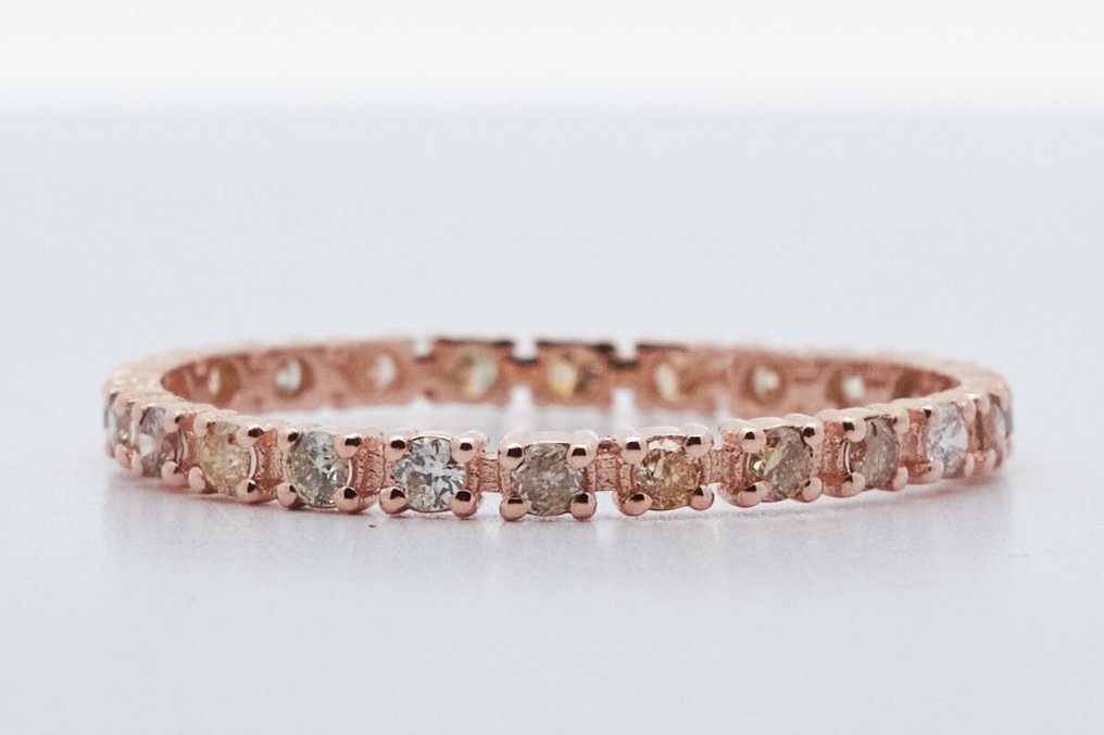 没有保留价 - 戒指 - 14K包金 玫瑰金 -  0.36ct. tw. 钻石 (天然色彩的) #2.1