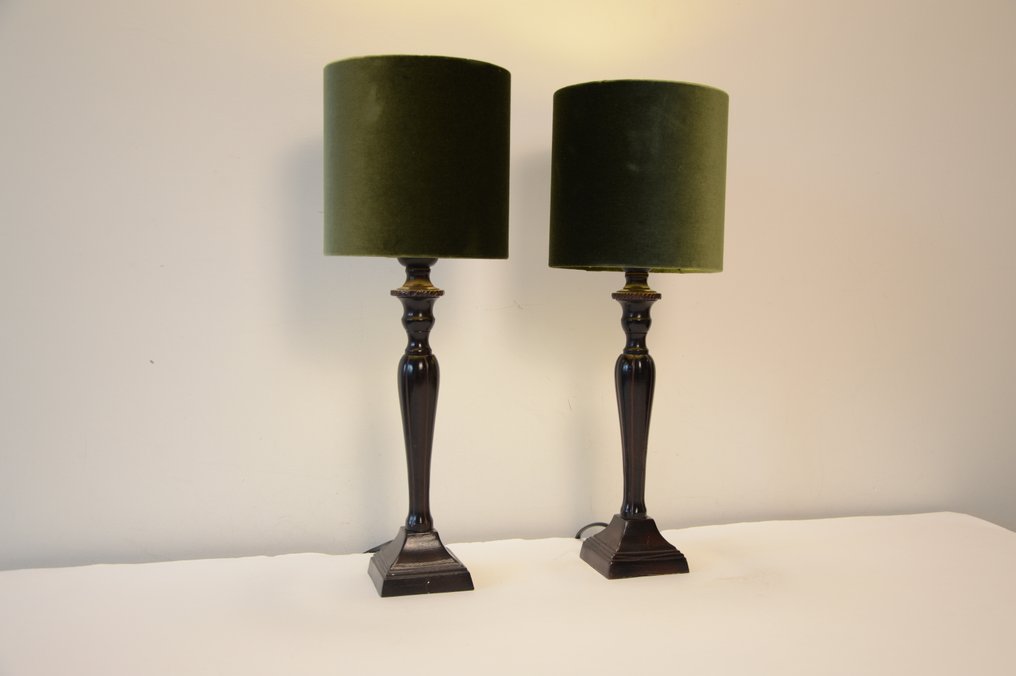 Lightmakers - 台灯 (2) - 一对新古典台灯 - 金属, 丝绒 #4.3