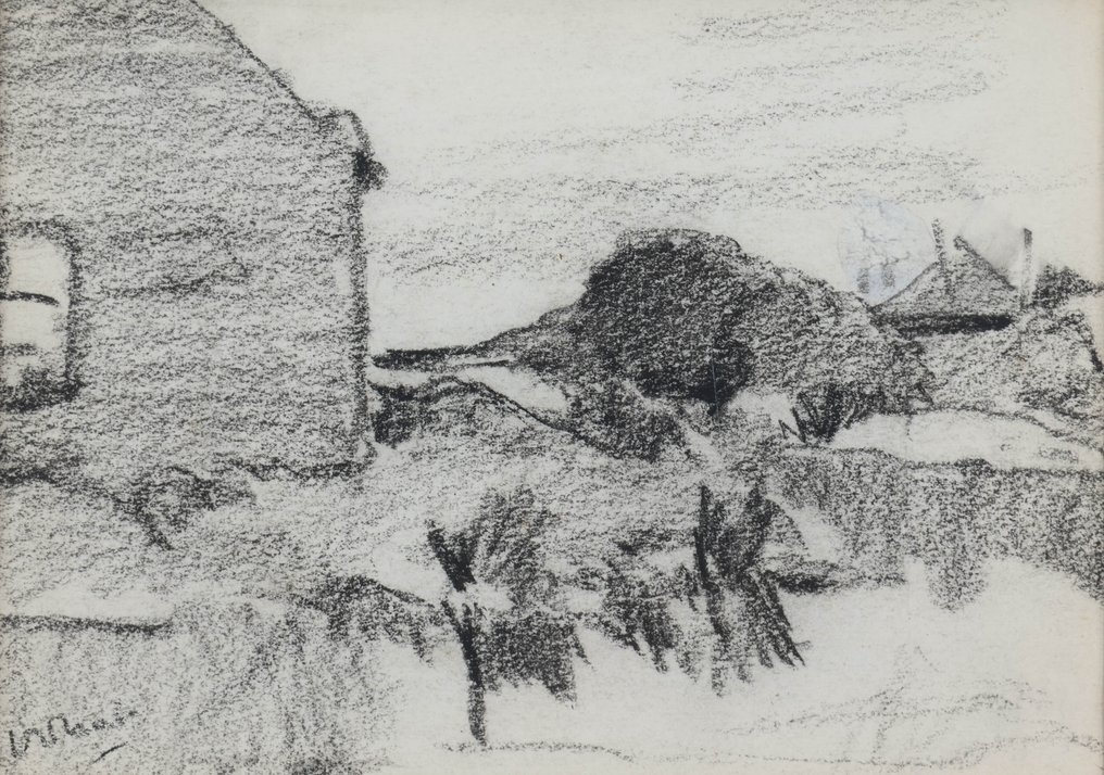 Willem Hendrik van der Nat (1864–1929) - Boerderij in landschap #1.0