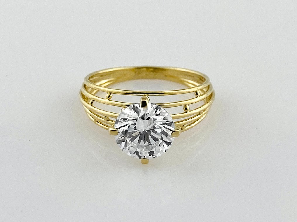 Sormus - 14 kt. Keltakulta -  2.05ct. tw. Timantti (Laboratoriossa kasvatettu) #4.3