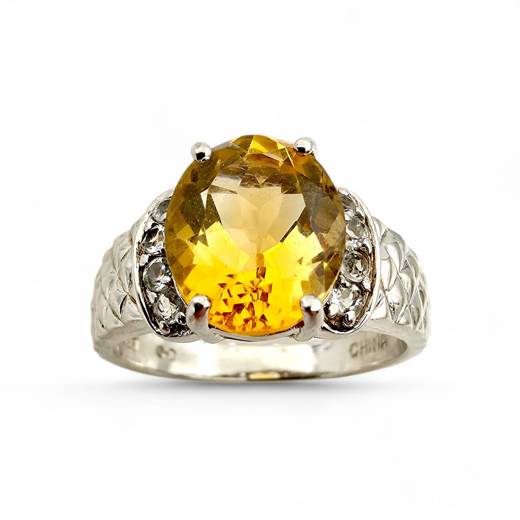 No reserve price - Ring Silver - Citrine (Certified) #1.0
