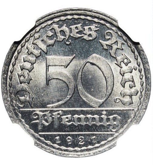Germany, Weimar Republic 50 Pfennig 1921 - NGC MS65 #1.0