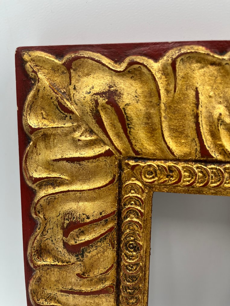 Frame (2)  - Wood - Pair of red gold frames. #3.2