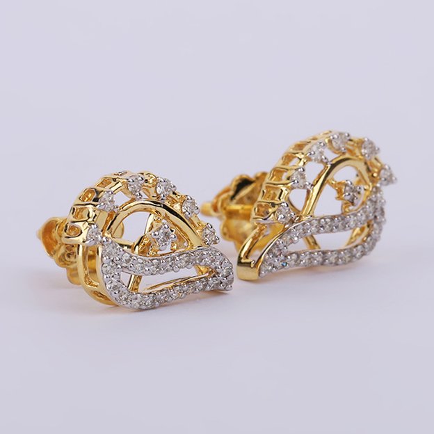 沒有保留價 - 耳釘耳環 - 14 克拉 黃金 -  0.34ct. tw. 鉆石 (天然) - 金钻耳环 #1.0