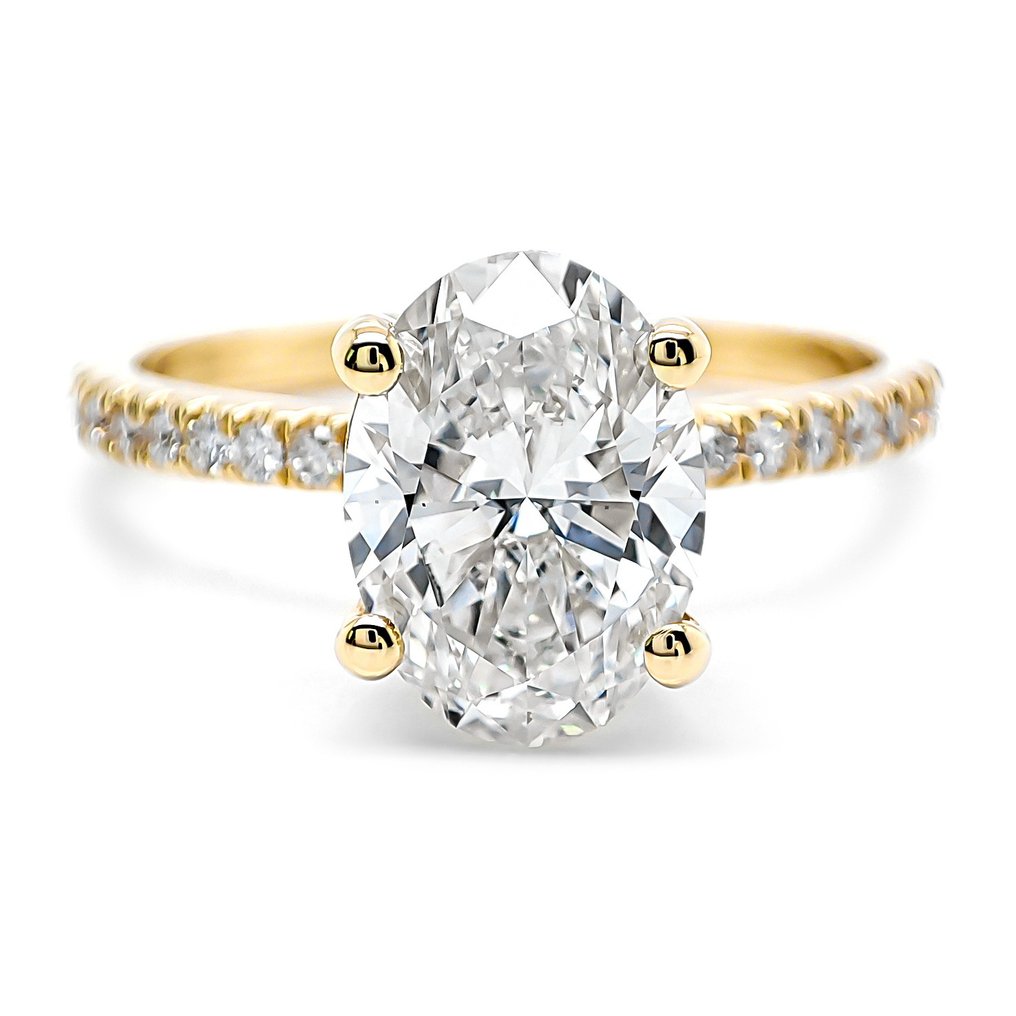 Zonder minimumprijs - Ring - 14 karaat Geel goud -  2.06ct. tw. Diamant (Lab-grown) - Diamant - IGI Gecertificeerd #1.0