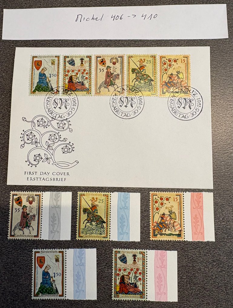 Liechtenstein  - Séries complètes de timbres de la référence n.406 à n.426 années 1961 et 1962 - Michel 2025 #1.0