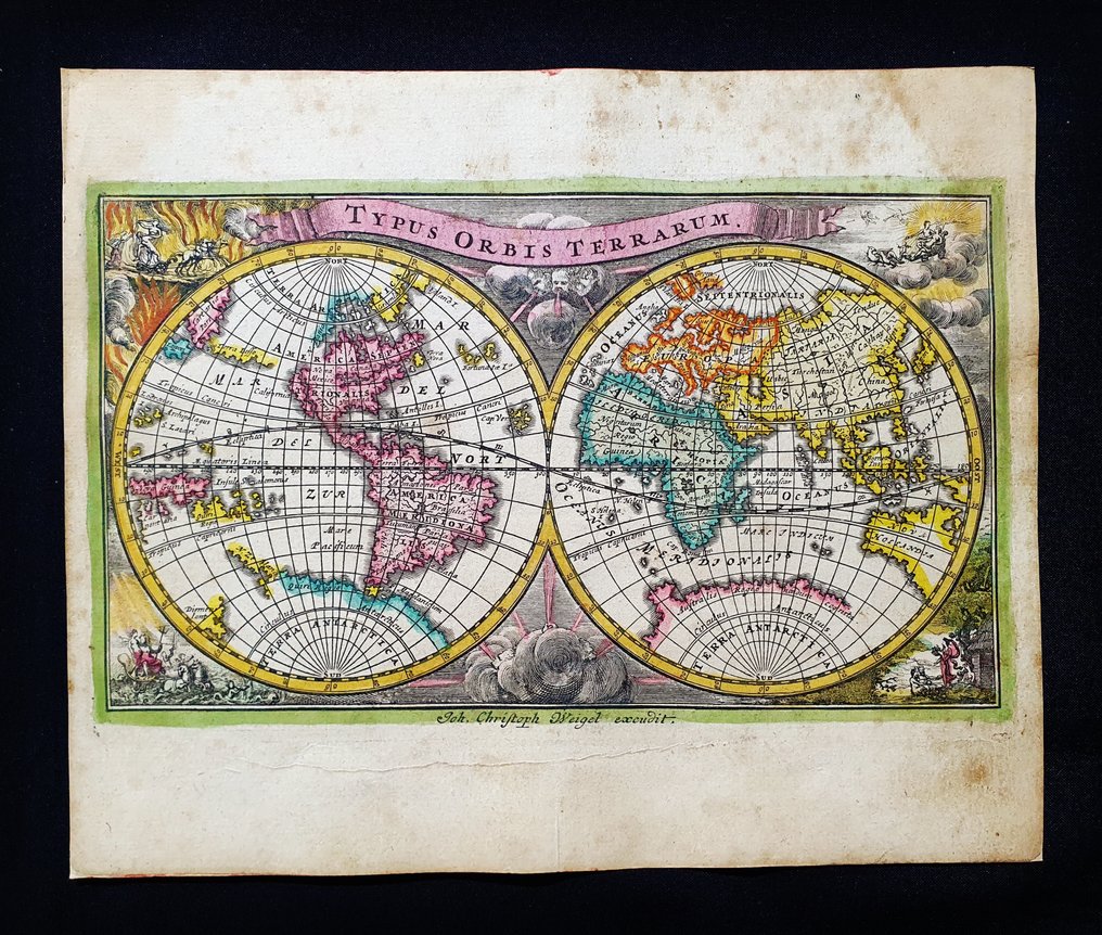 Mappamondo - Mapa świata / Planisfera / Glob ziemski; Christopher Weigel & David Kohler - Typus Orbis Terrarum - 1701-1720 #1.0