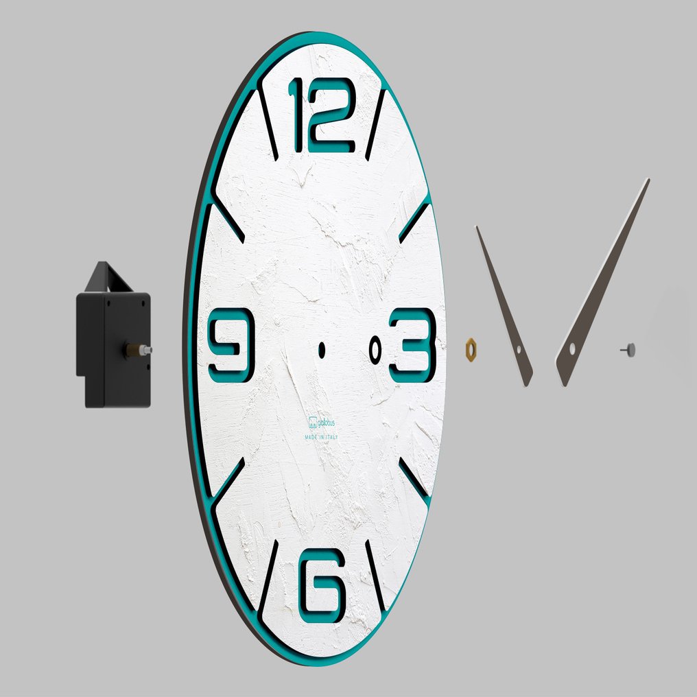 Ρολόι τοίχου - Giallobus -  Σύγχρονη Ξύλο - 2024 - γ.06 Γυψοσανίδα 45x45 #4.3