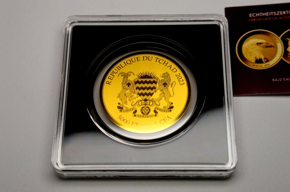 Chade. 5000 Francs 2023 American Bald Eagle - Bullion Coins of the World - 1/200oz (.999) (Sem preço de reserva) #2.1