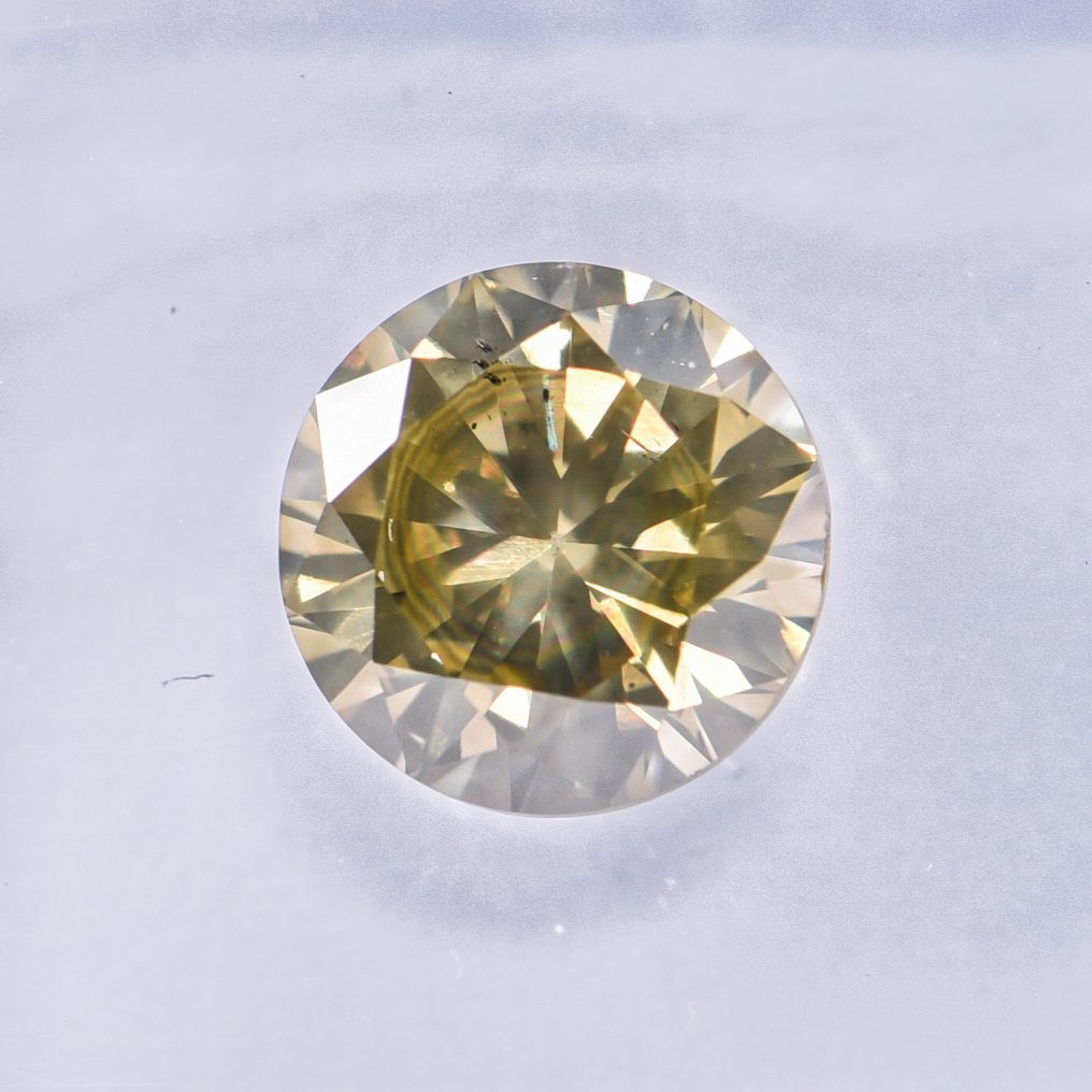 没有保留价 - 1 pcs 钻石  (天然色彩的)  - 1.08 ct - 圆形 - Fancy 稍帶綠色的 黄色 - SI2 微内含二级 - 国际宝石研究院（IGI） - VG #3.2