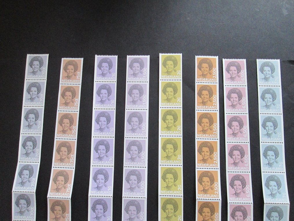 Netherlands  - Rolzegels Beatrix (in black), complete series in strips of 20. #1.0